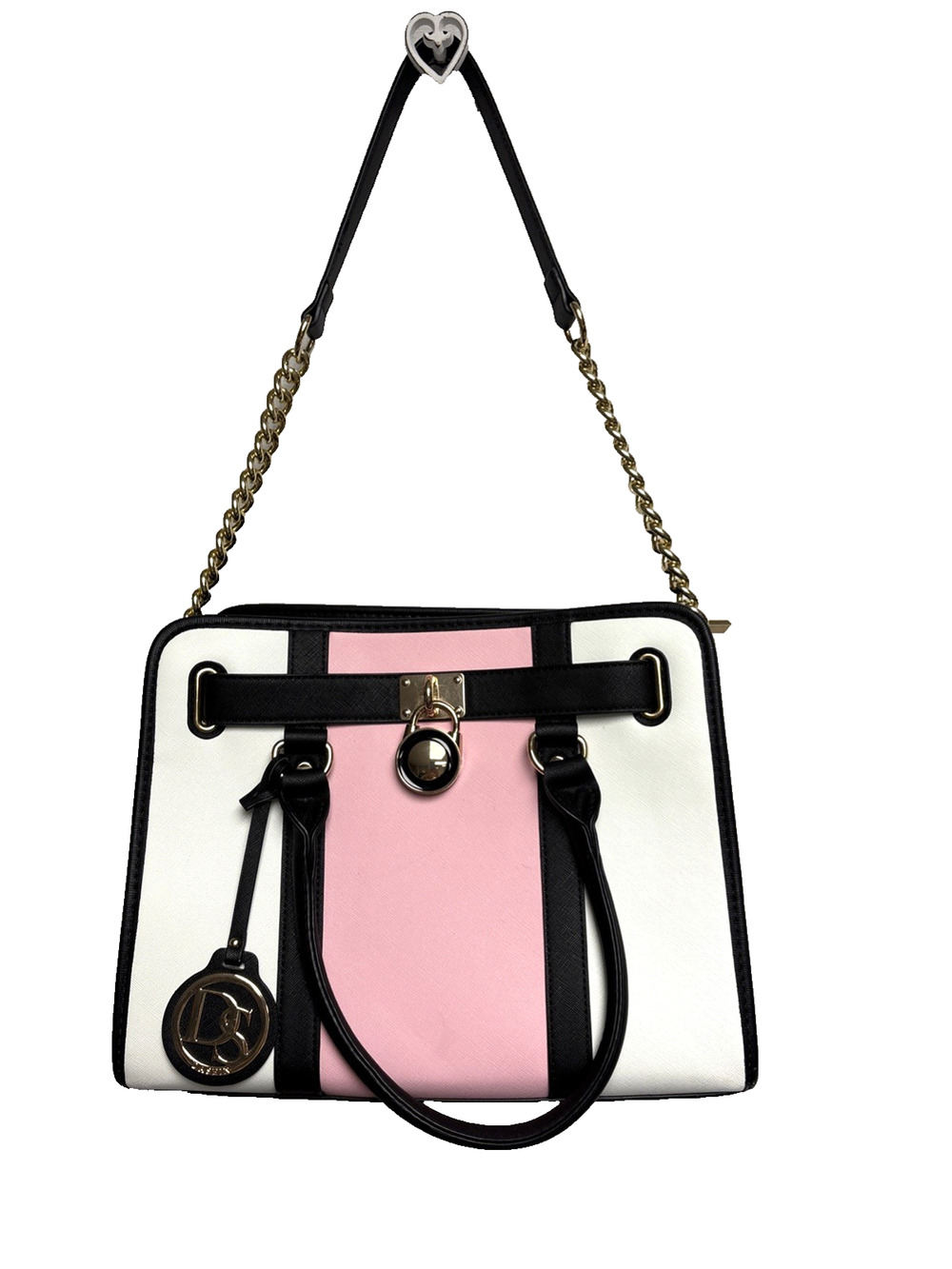 Dasein Women's Pink Black White Shoulder Bag Faux Leather